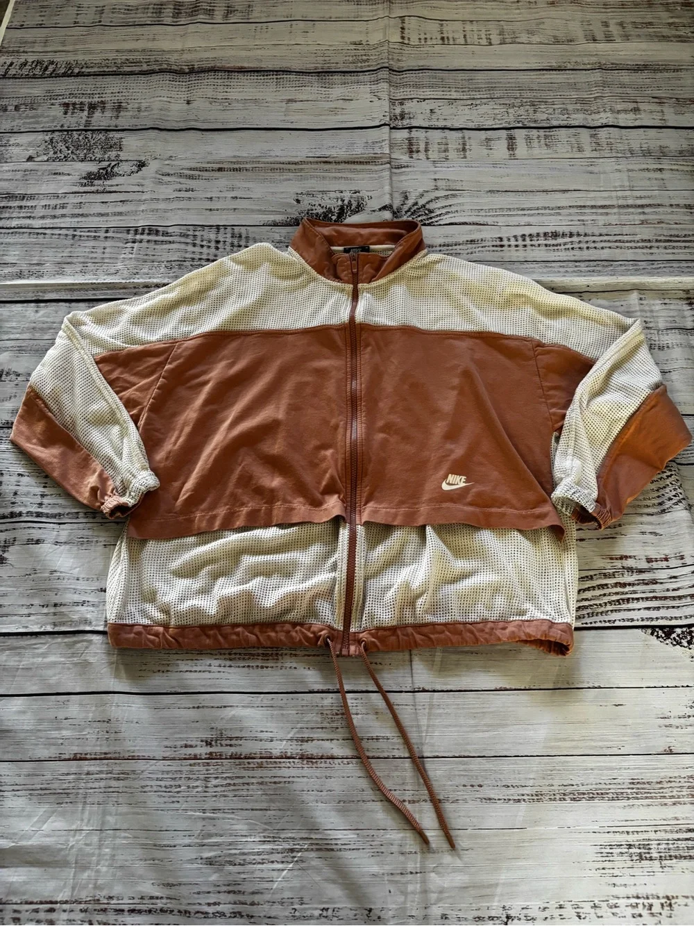 Nike Women’s Dusty Rose and Cream Mesh Zip Bomber Jacket